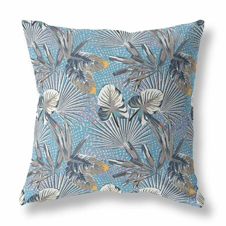 HOMEROOTS 18 in. Tropical Indoor & Outdoor Throw Pillow Gray & Blue 414264